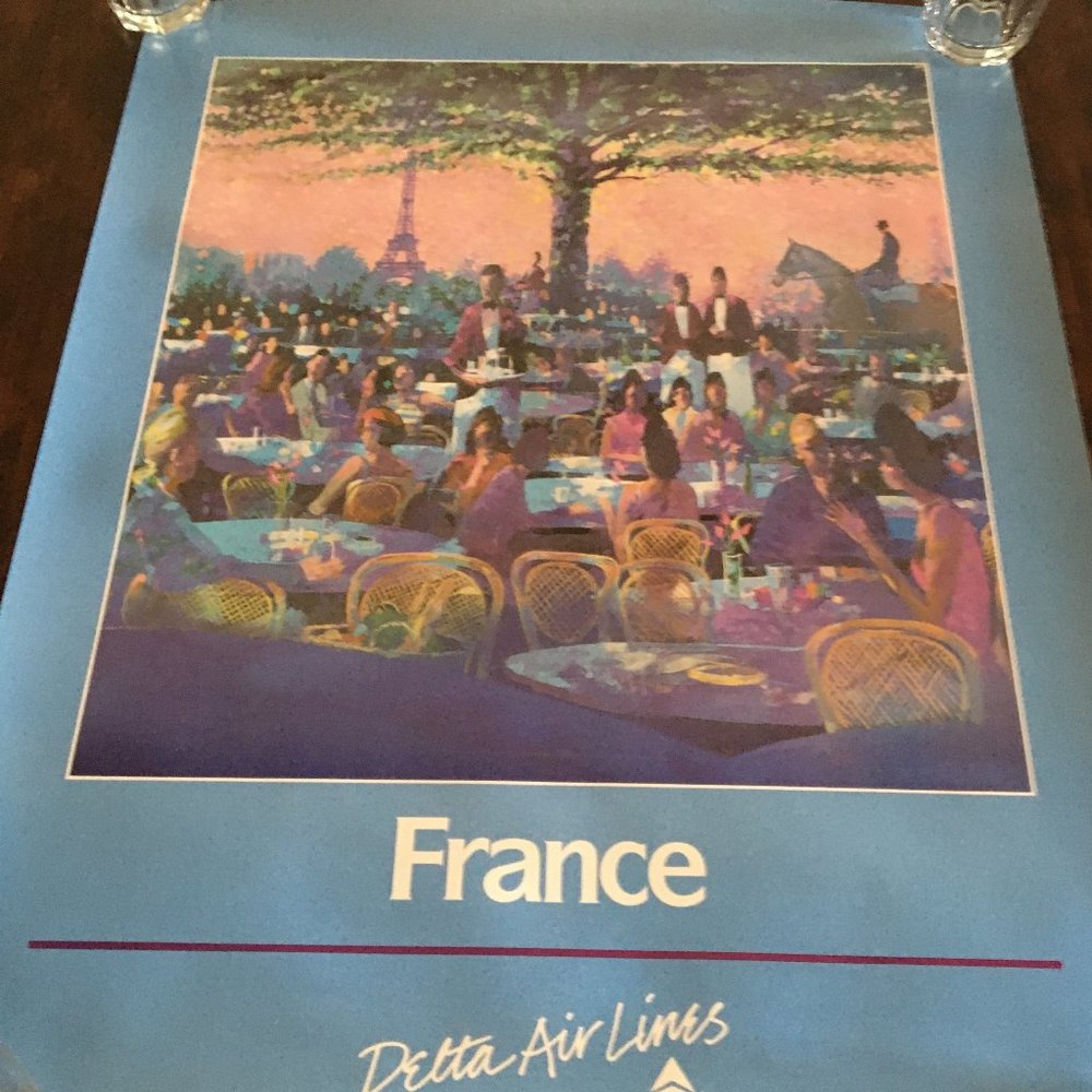 VTG Delta Air Lines France Travel Poster